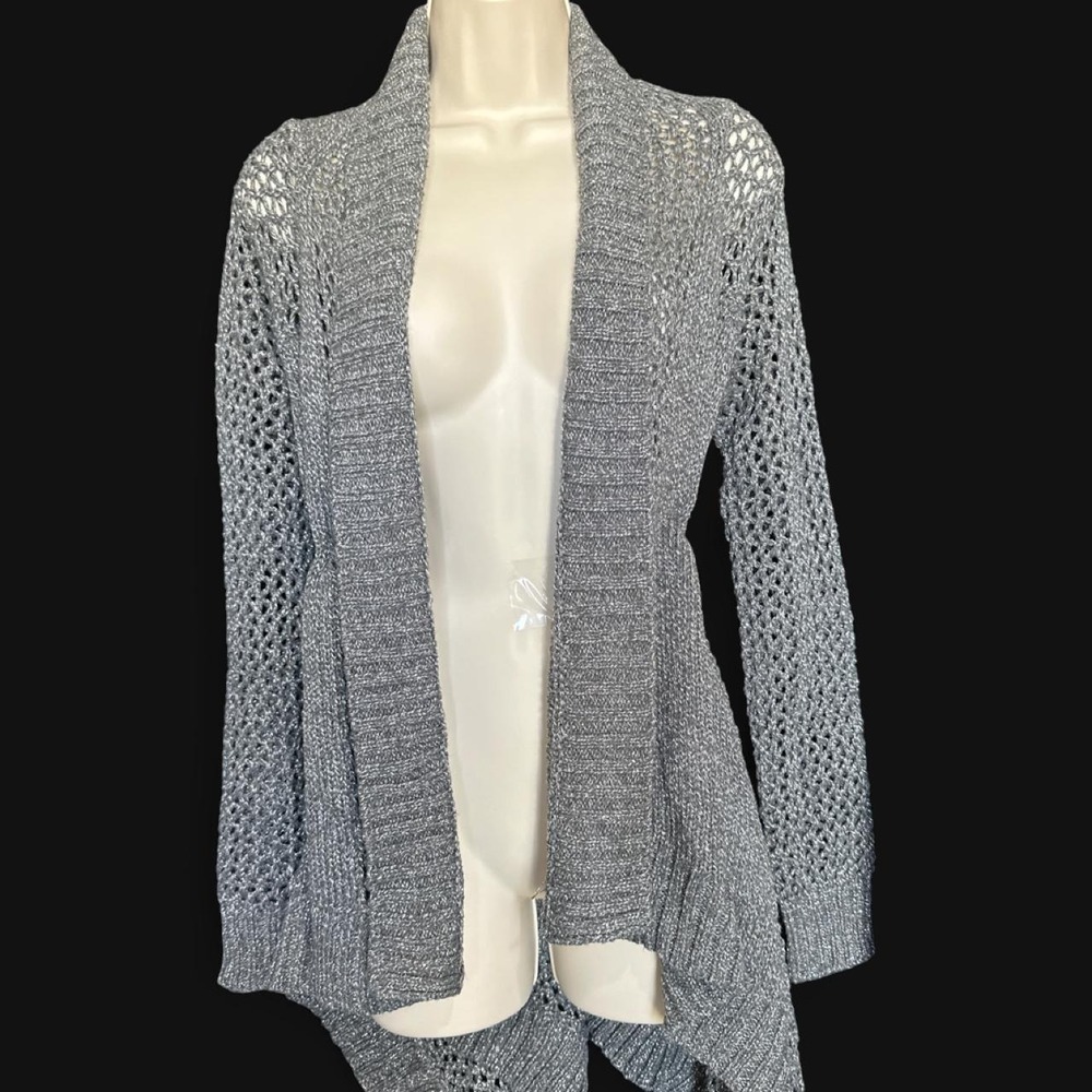 Rock & Republic Metallic gray medium open front cardigan sweater